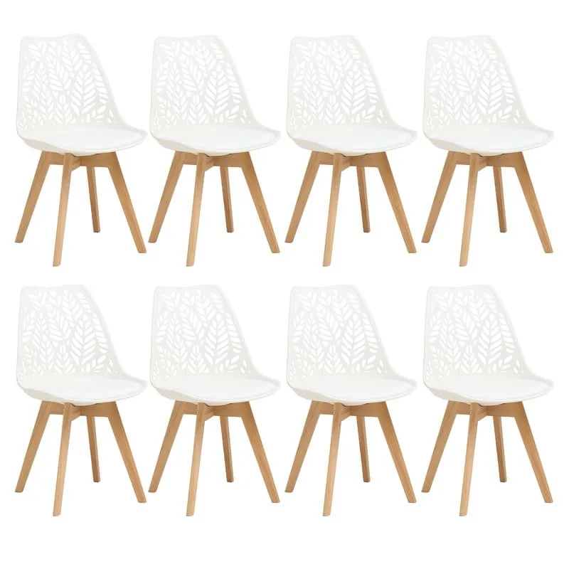 DEYARNA HOME Set di 8 Sedie da Pranzo Scandinave con Gambe in Legno,Bianco - immagine 1