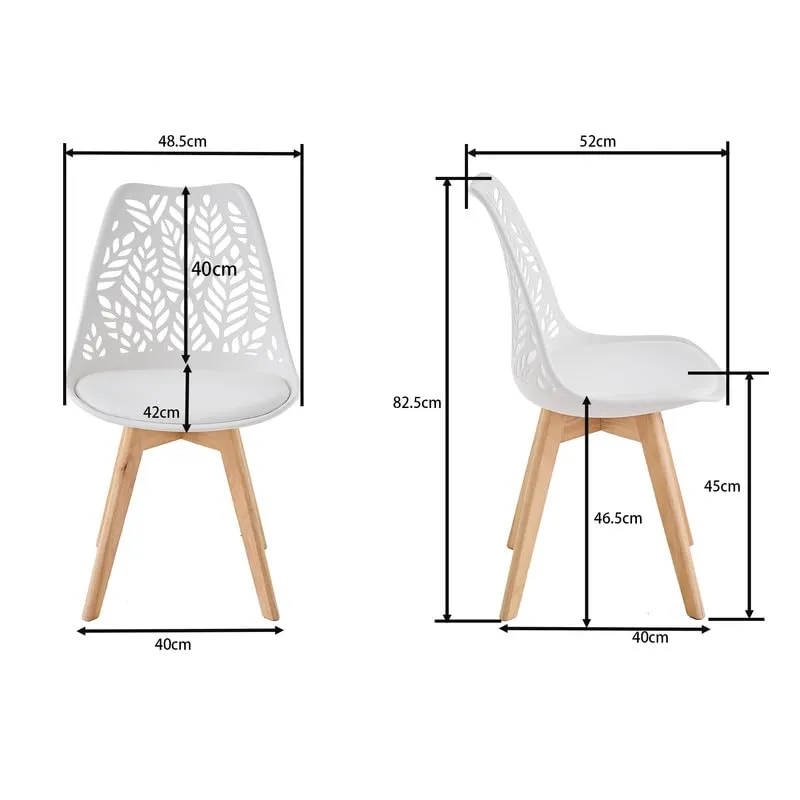 DEYARNA HOME Set di 8 Sedie da Pranzo Scandinave con Gambe in Legno,Bianco - immagine 2