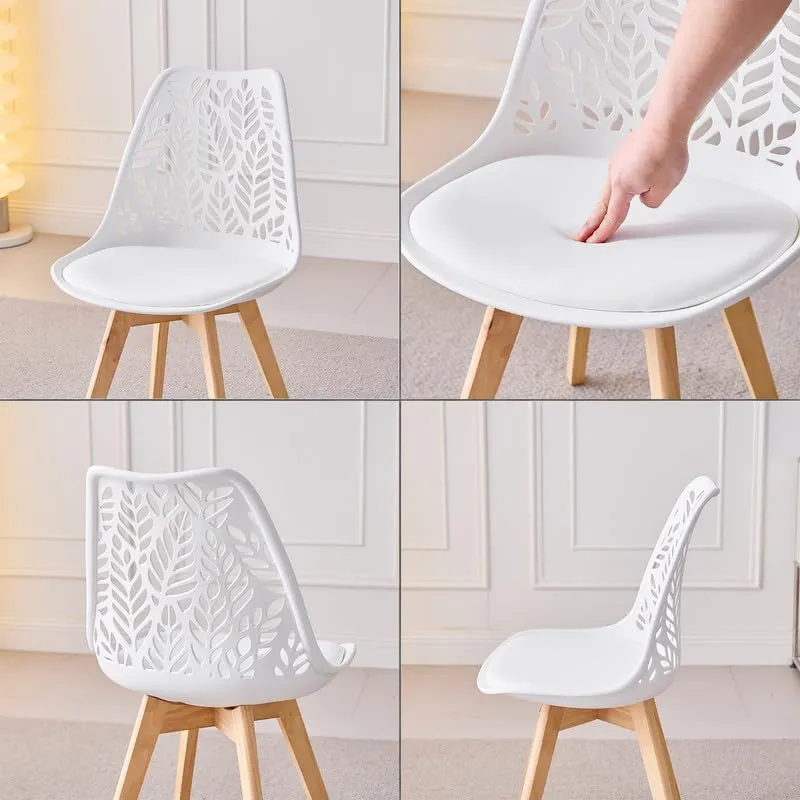 DEYARNA HOME Set di 8 Sedie da Pranzo Scandinave con Gambe in Legno,Bianco - immagine 4