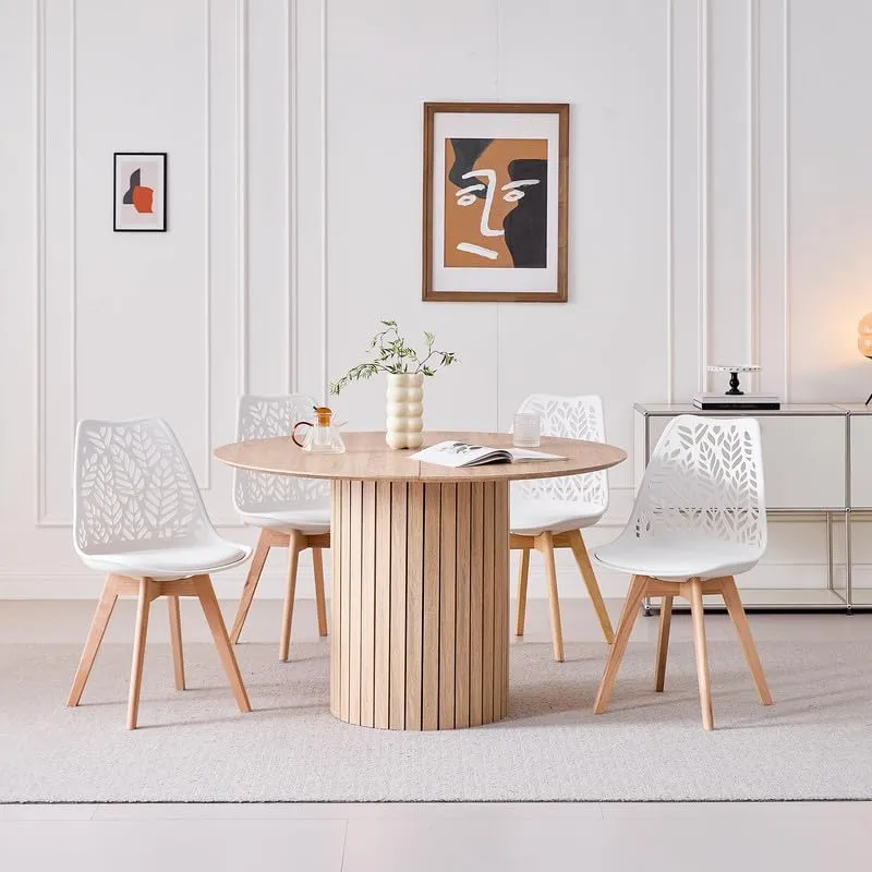 DEYARNA HOME Set di 8 Sedie da Pranzo Scandinave con Gambe in Legno,Bianco - immagine 9