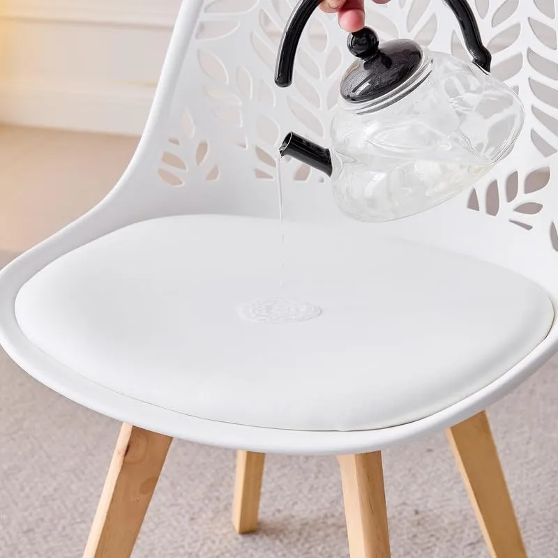 DEYARNA HOME Set di 4 Sedie da Pranzo Scandinave con Gambe in Legno,Bianco - immagine 5