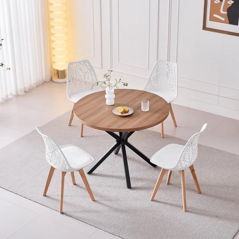 DEYARNA HOME Set di 4 Sedie da Pranzo Scandinave con Gambe in Legno,Bianco - immagine 9