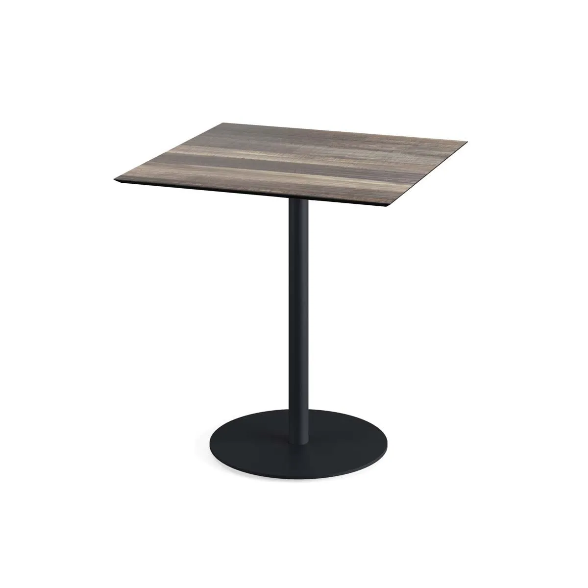 Feros Tavolo da esterno Urban nero con telaio + HPL quadrato; 70x70x73.2 cm (LxLxH); marrone chiaro; quadrata - immagine 1
