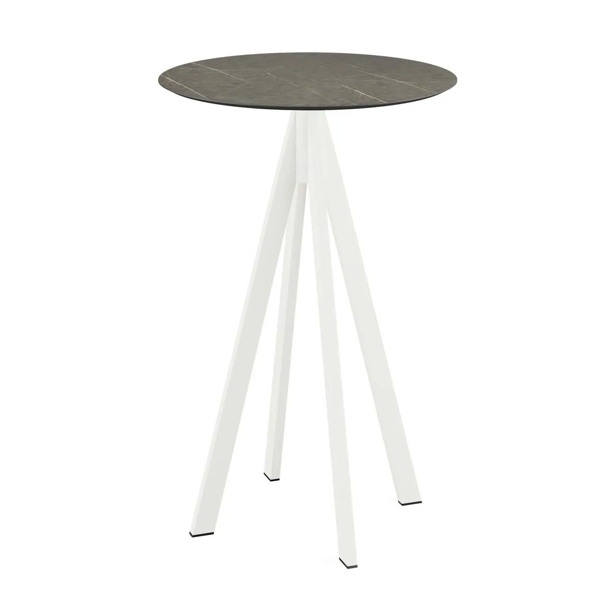 Feros Tavolo alto Infinity con struttura bianca + HPL rotondo; 109.2x70 cm (HxØ); marrone; rotonda - immagine 1