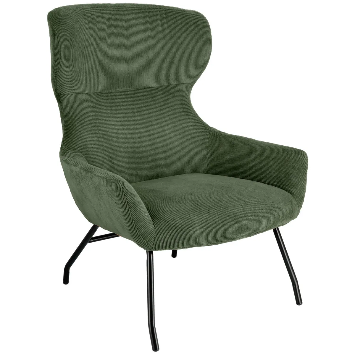 VEGA Poltrona con le orecchie Malin; 75x77x103 cm (LxPxH); seduta verde, struttura nero - immagine 1