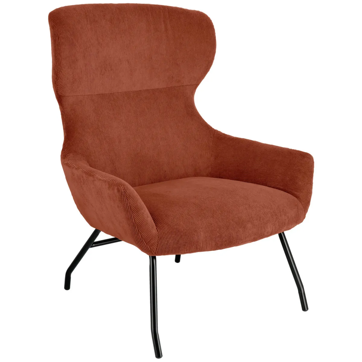 VEGA Poltrona con le orecchie Malin; 75x77x103 cm (LxPxH); seduta terracotta, struttura nero - immagine 1