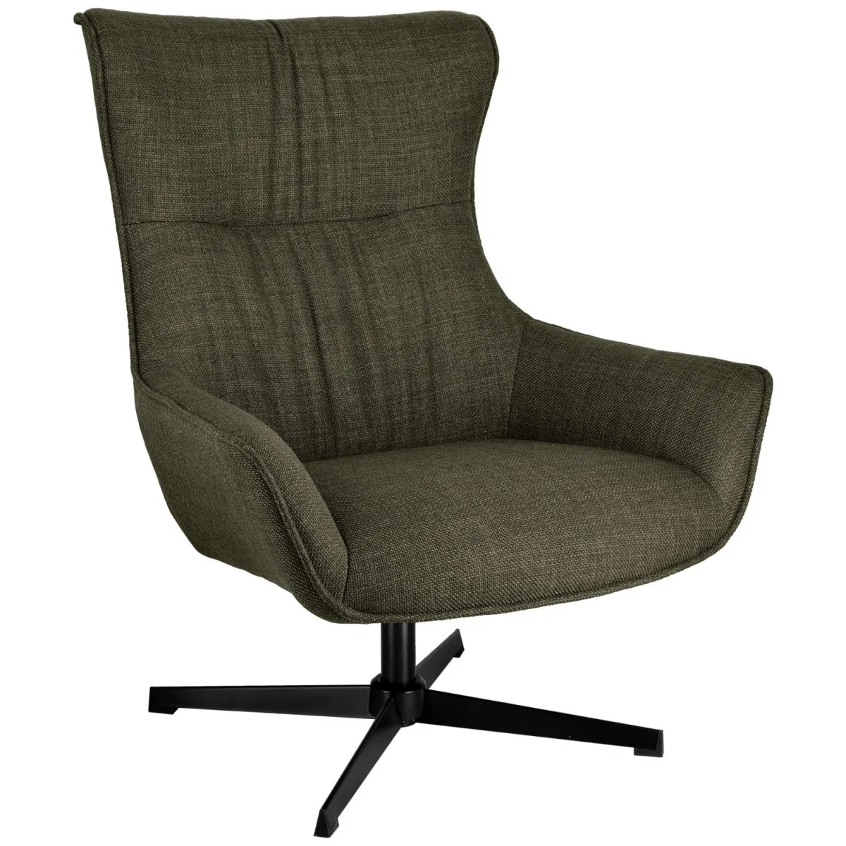 VEGA Poltrona con le orecchie Elvar; 85x85x101 cm (LxPxH); seduta verde melange, struttura nero - immagine 1