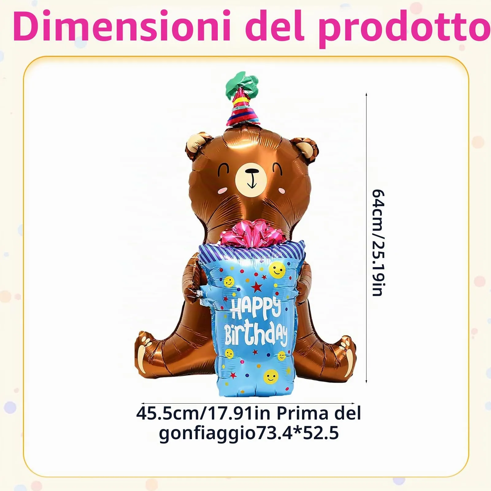 Palloncino XXL 3D con orsetto Happy Birthday,Palloncini per compleanno - immagine 2