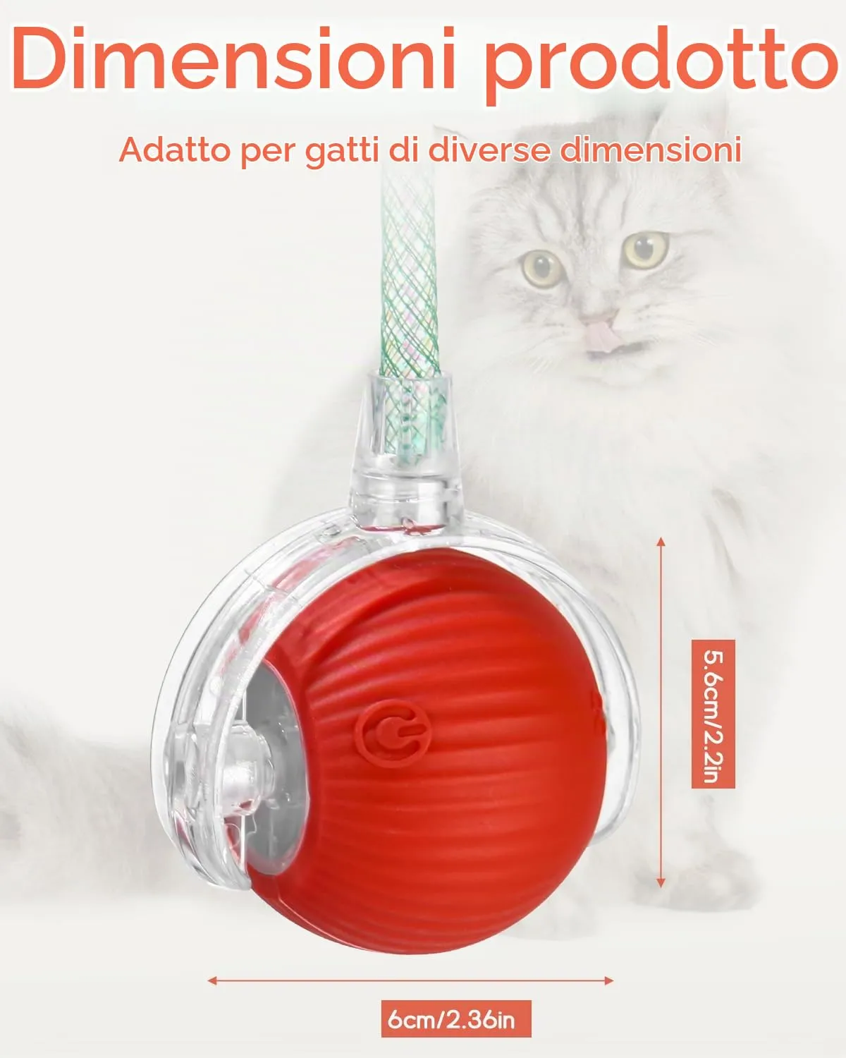 Gyxova Giocattolo interattivo per gatti, elettrico, palla automatica per gatti con USB, giocattolo intelligente per gatti per l'intrattenimento autonomo, 3 modalità e ostacoli - immagine 2