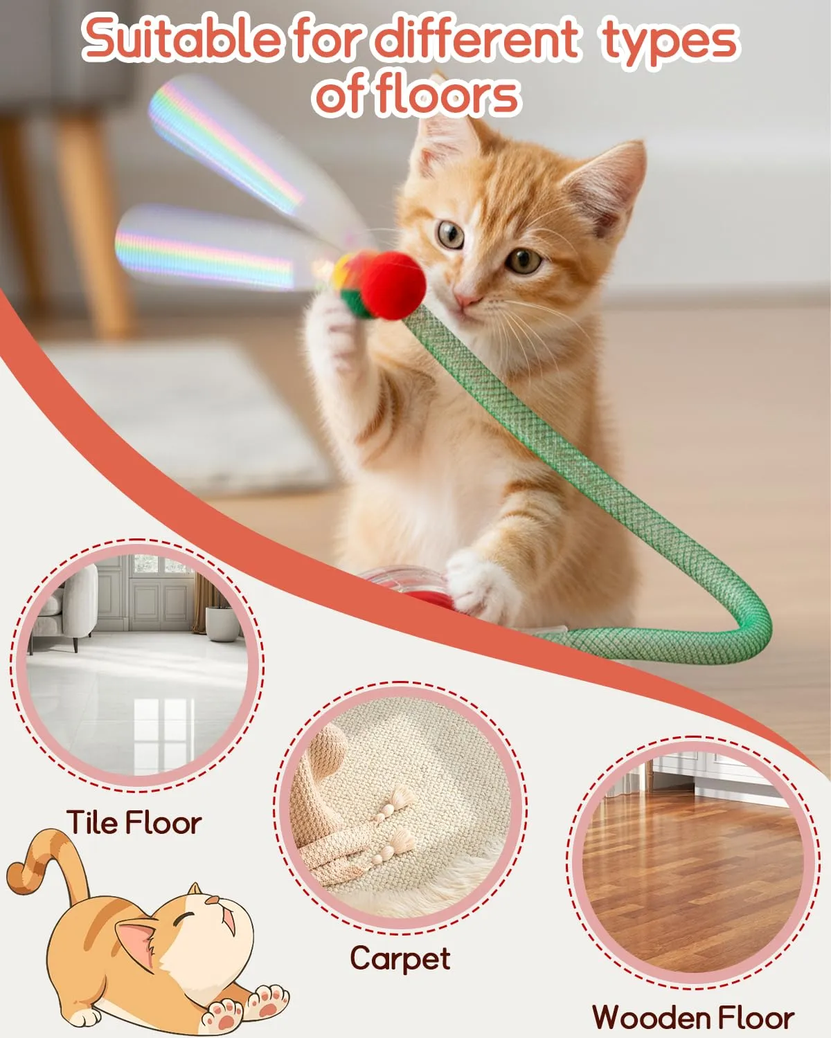 Gyxova Giocattolo interattivo per gatti, elettrico, palla automatica per gatti con USB, giocattolo intelligente per gatti per l'intrattenimento autonomo, 3 modalità e ostacoli - immagine 5