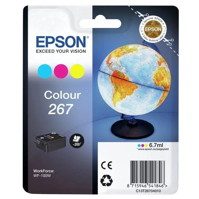 Cartuccia inchiostro Epson 267 Ciano Magenta Giallo pigmenti 6,7 ml WF-100W - immagine 1