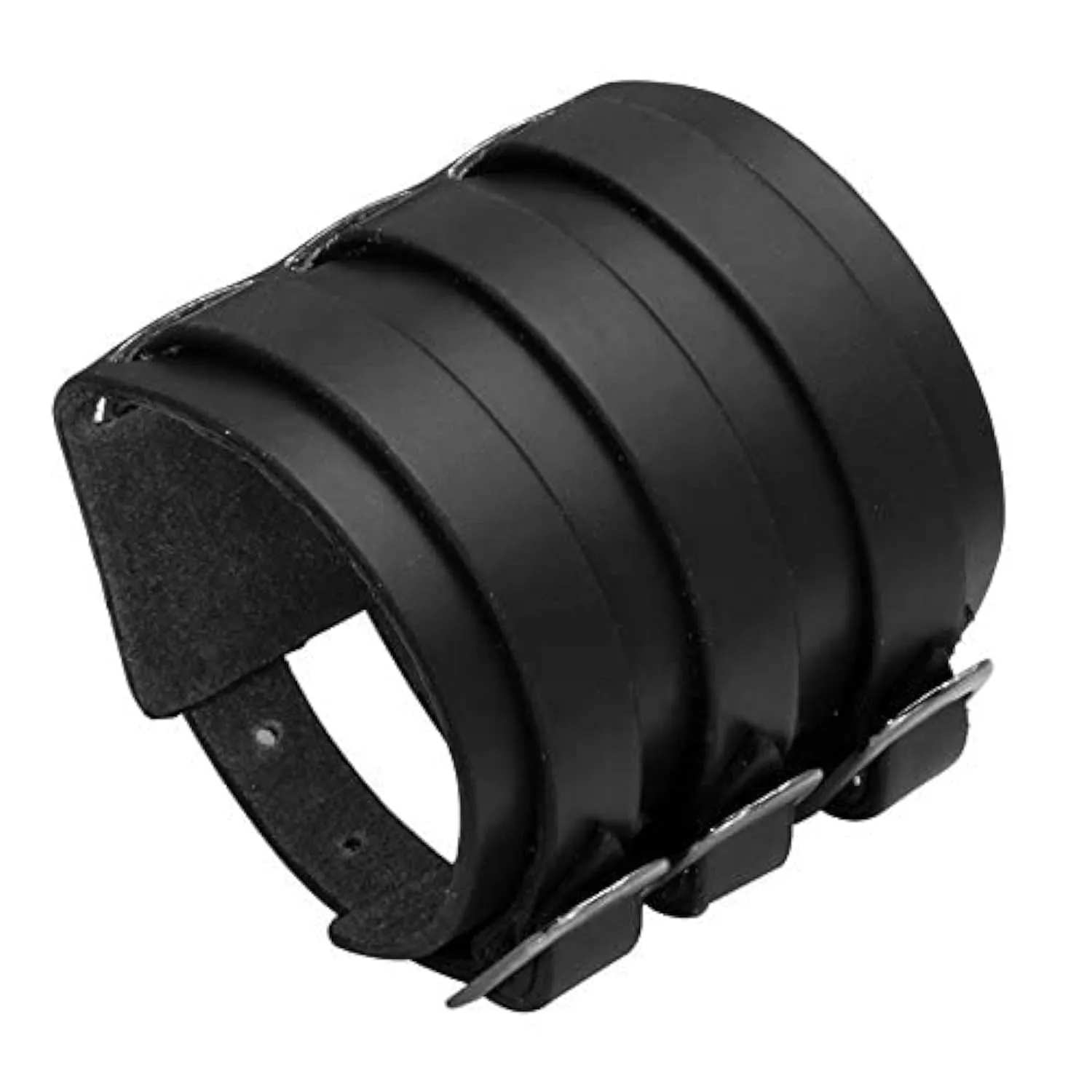 Milakoo Bracciale di pelle a fascia larga con borchie metalliche unisex nero con borchie di metallo in stile motociclista punk rock largo cinturino fascia regolabile e Lega black - immagine 1