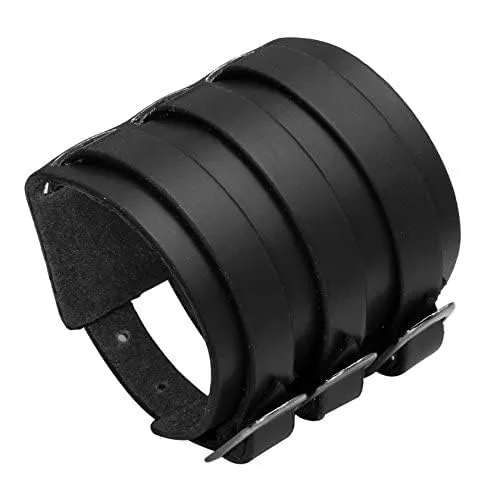 Milakoo Bracciale di pelle a fascia larga con borchie metalliche unisex nero con borchie di metallo in stile motociclista punk rock largo cinturino fascia regolabile e Lega black - immagine 2
