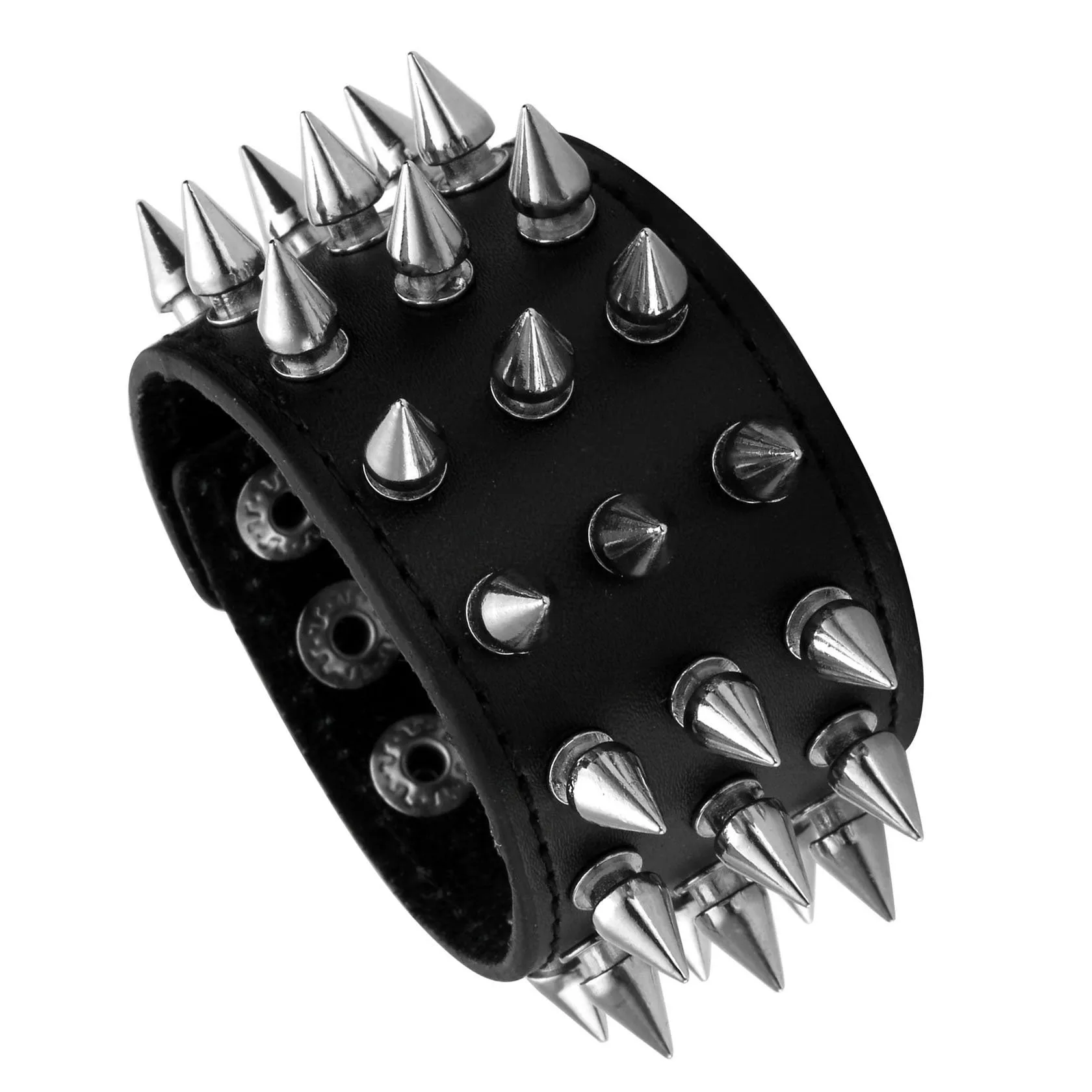 MILAKOO unisex in metallo nero borchiato con borchie punk rock motociclista cinturino largo cinturino in pelle con cinturino regolabile - immagine 1