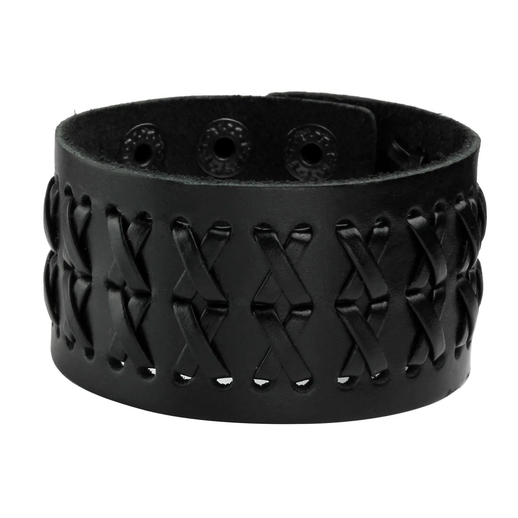 MILAKOO Bracciale di Pelle a Fascia Larga con Borchie Nero con Borchie di Metallo in Stile Motociclista Punk Rock Largo Cinturino Fascia Regolabile - immagine 1