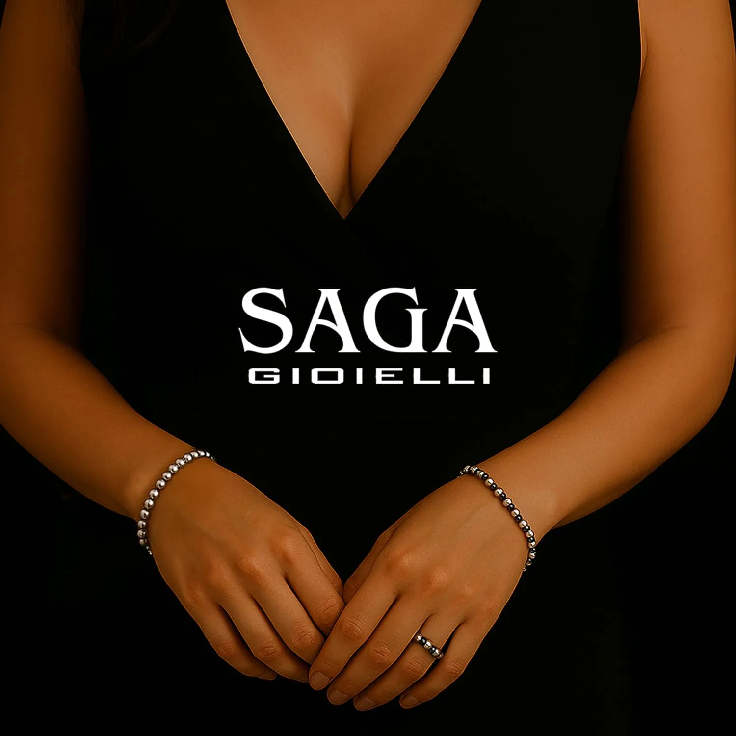 SAGA GIOIELLI® BRACCIALE SFERE ARGENTATE ACCIAIO 4 MM - immagine 3