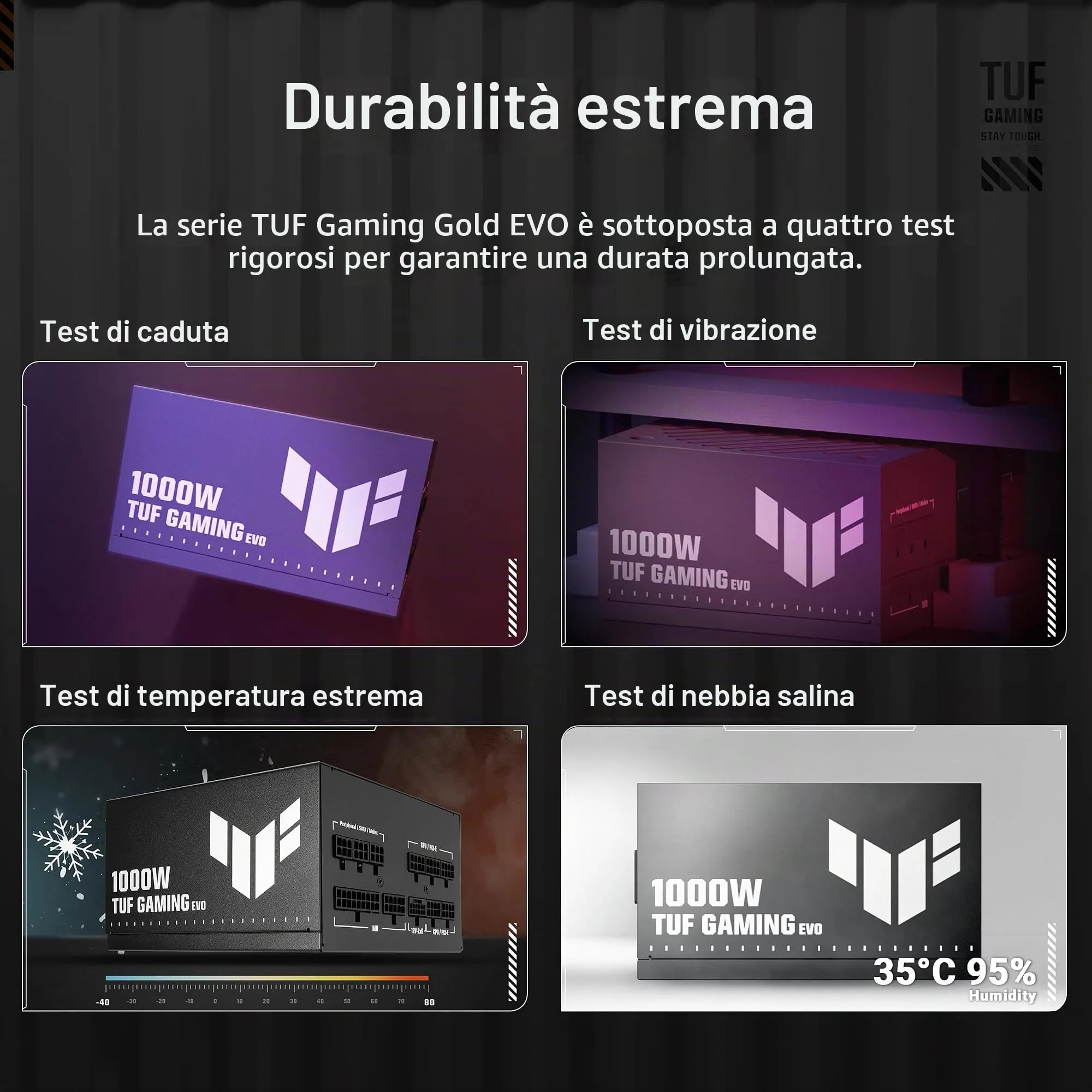 ASUS TUF GAMING 1000W GOLD EVO, Alimentatore Modulare per PC, Nero - immagine 6