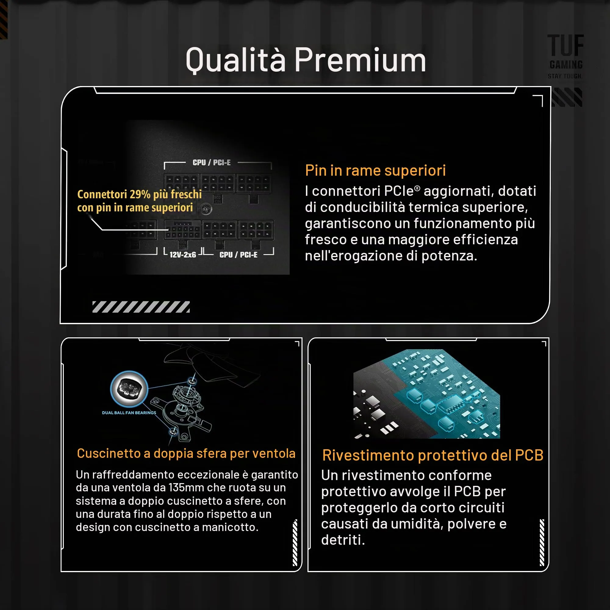 ASUS TUF GAMING 1000W GOLD EVO, Alimentatore Modulare per PC, Nero - immagine 7