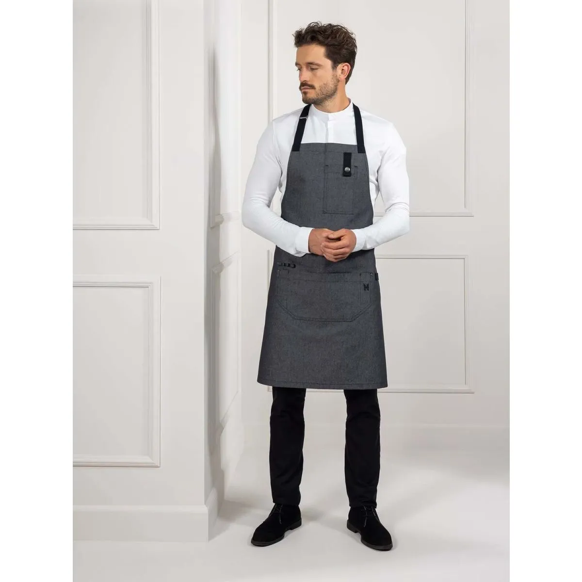 Le Nouveau Chef Grembiule da cucina Seattle Denim; 77x83 cm (LxL); nero - immagine 1