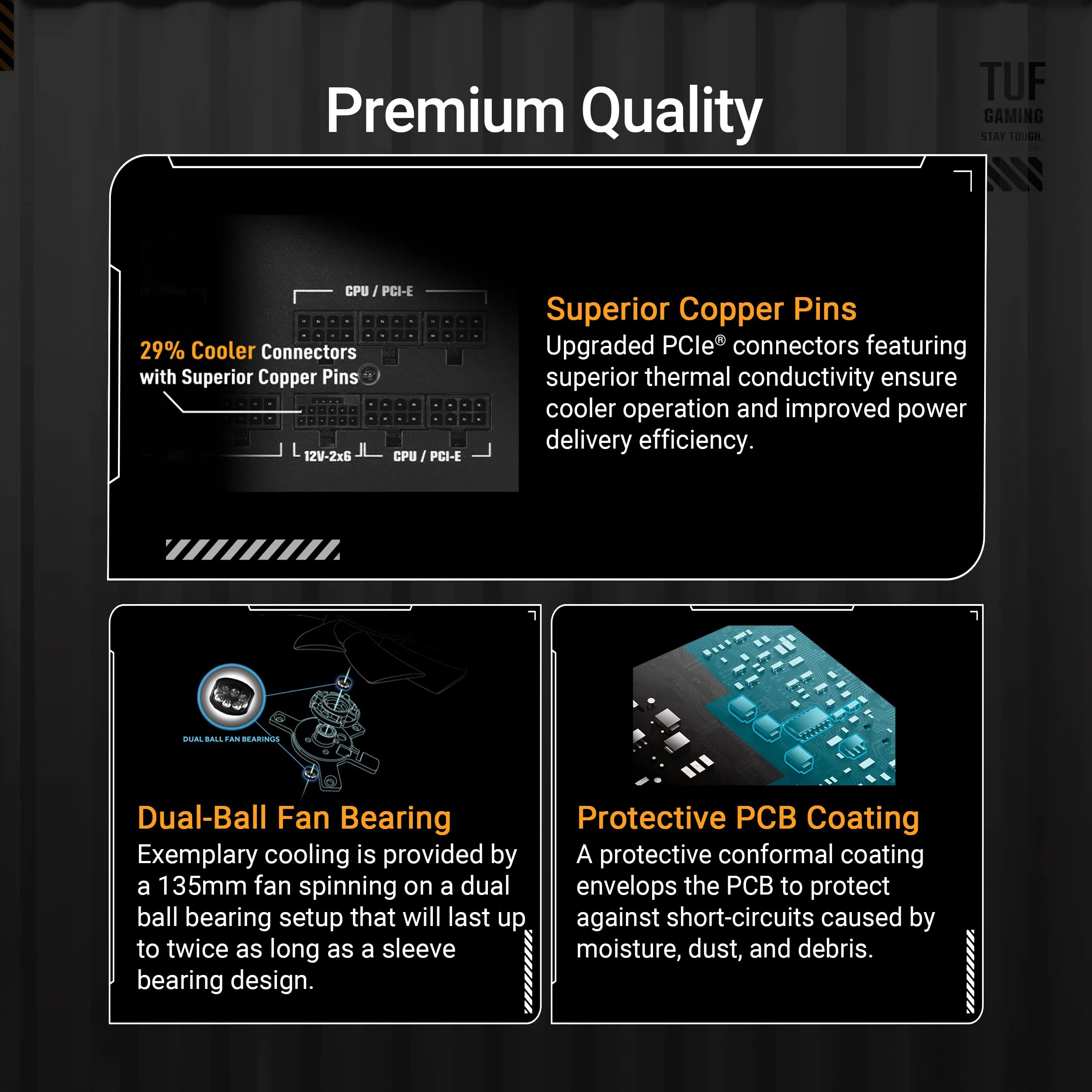 ASUS TUF GAMING 1200W GOLD EVO, Alimentatore Modulare per PC, Nero - immagine 7