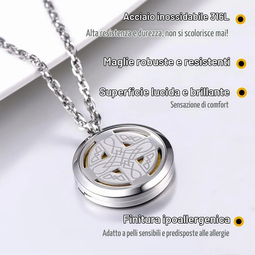 PROSTEEL Collana Portafoto in Acciaio Inossidabile Nodo Celtico Collana Uomo Donna Collana con Foto Dentro - immagine 4