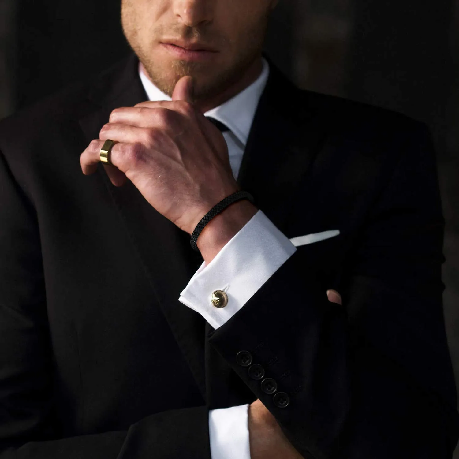 Casisto.J Bracciale pelle uomo - classico bracciale intrecciato a mano nero e marrone magnetica incisa braccialetto uomo con confezione regalo - immagine 5