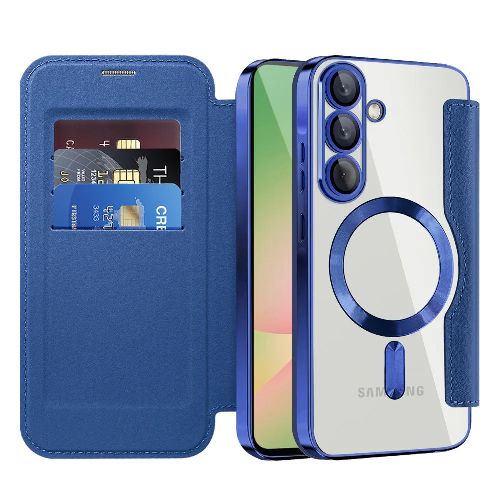Custodia MagSafe per Samsung Galaxy A56 A566, Techsuit, SmartMag Book, Blu - immagine 1