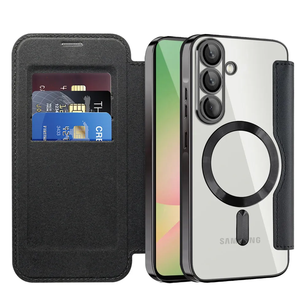 Custodia MagSafe per Samsung Galaxy A56 A566, Techsuit, SmartMag Book, Nera - immagine 1