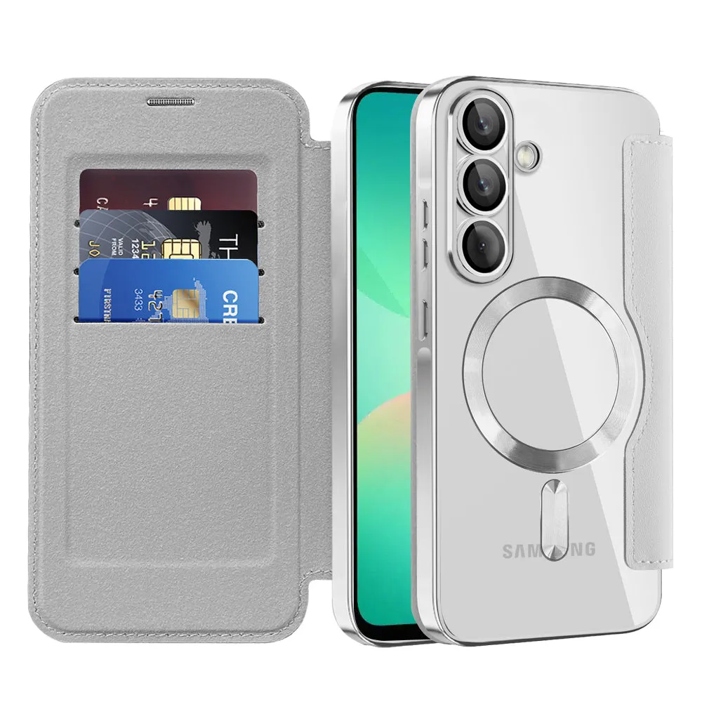 Custodia MagSafe per Samsung Galaxy A26 A266, Techsuit, SmartMag Book, Grigio - immagine 1