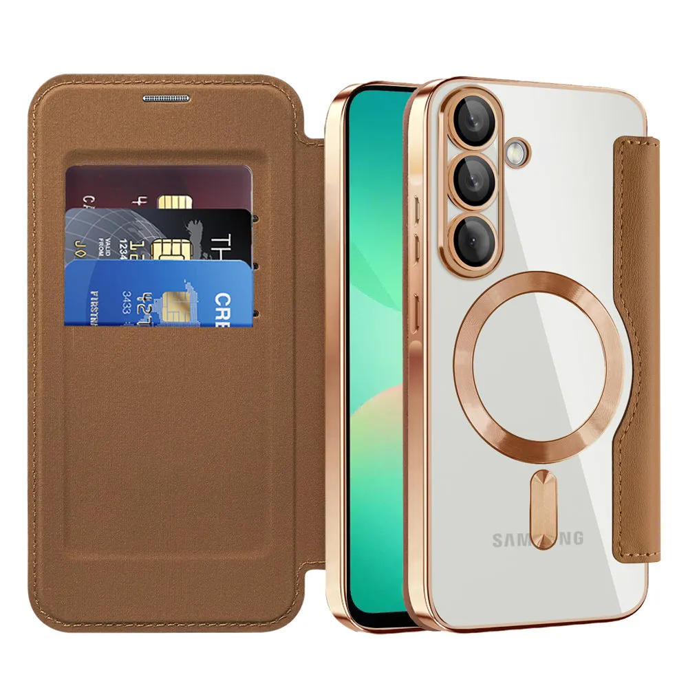 Custodia MagSafe per Samsung Galaxy A26 A266, Techsuit, SmartMag Book, Marrone - immagine 1