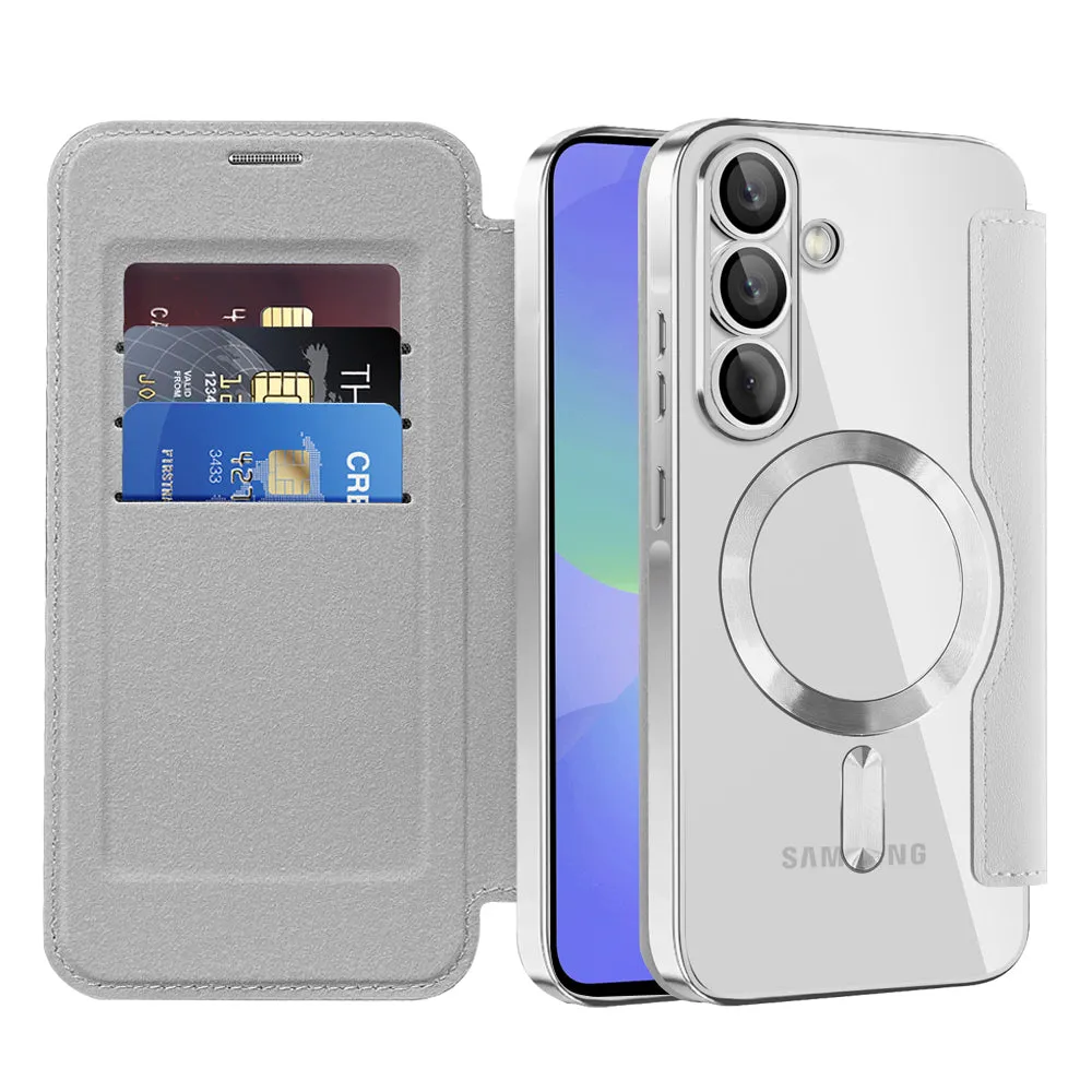Custodia MagSafe per Samsung Galaxy A36 A366, Techsuit, SmartMag Book, Grigio - immagine 1