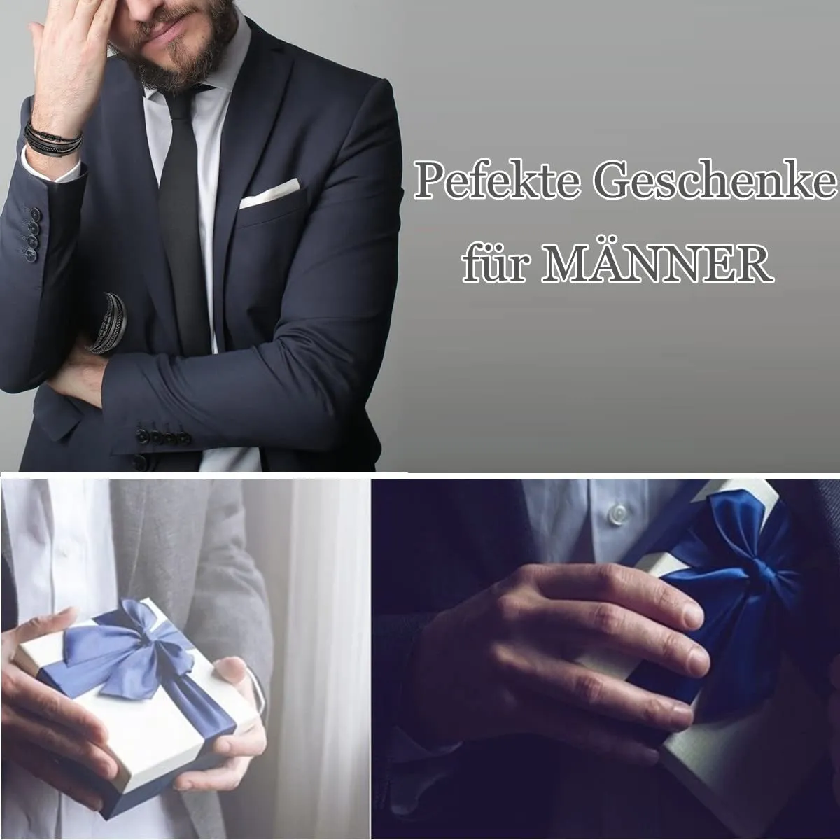 Gkmamrg Bracciale da uomo in pelle nera con cinturino in pelle Braccialetto intrecciata, in vera pelle intrecciata 22.5cm (Rétro) - immagine 2