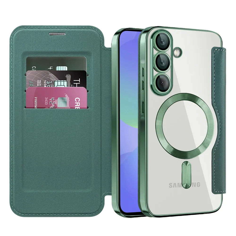 Custodia MagSafe per Samsung Galaxy A36 A366, Techsuit, SmartMag Book, Verde - immagine 1