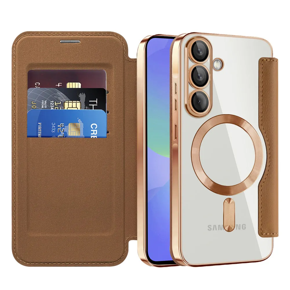 Custodia MagSafe per Samsung Galaxy A36 A366, Techsuit, SmartMag Book, Marrone - immagine 1