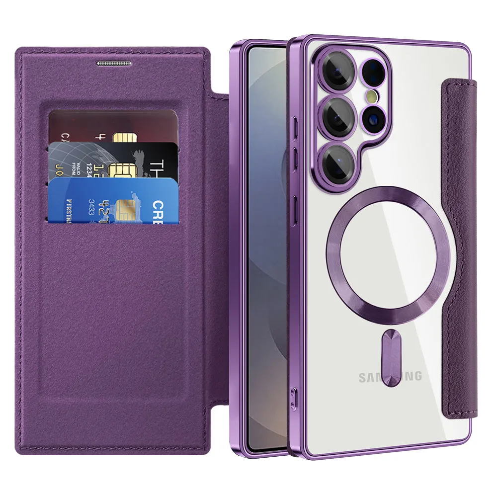 Custodia MagSafe per Samsung Galaxy S25 Ultra S938, Techsuit, SmartMag Book, Viola - immagine 1