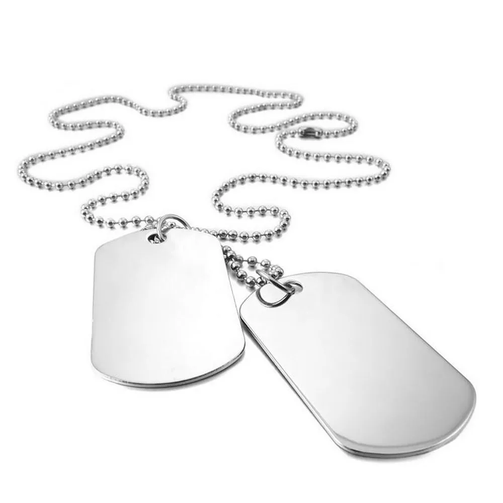 LATRAT Collana con ciondolo a doppia piastra da uomo in acciaio inossidabile, stile militare per uomini e ragazzi, stile militare - immagine 1