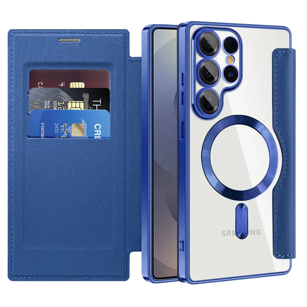 Custodia MagSafe per Samsung Galaxy S25 Ultra S938, Techsuit, SmartMag Book, Blu - immagine 1
