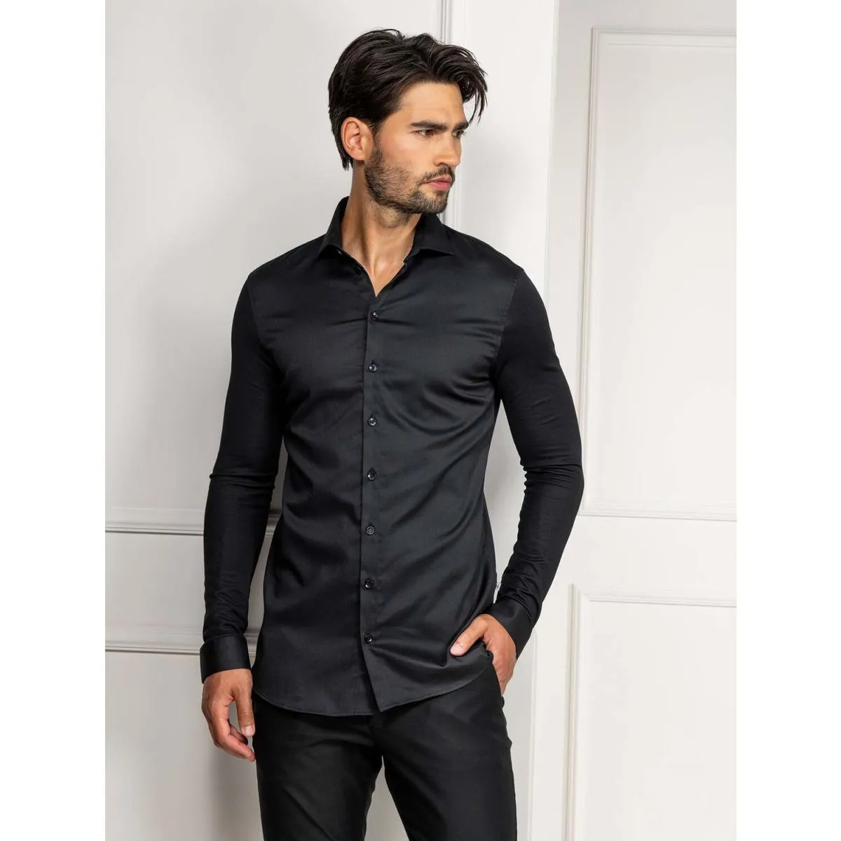 Le Nouveau Chef Camicia Liam ; Taglia 6XL; nero - immagine 1