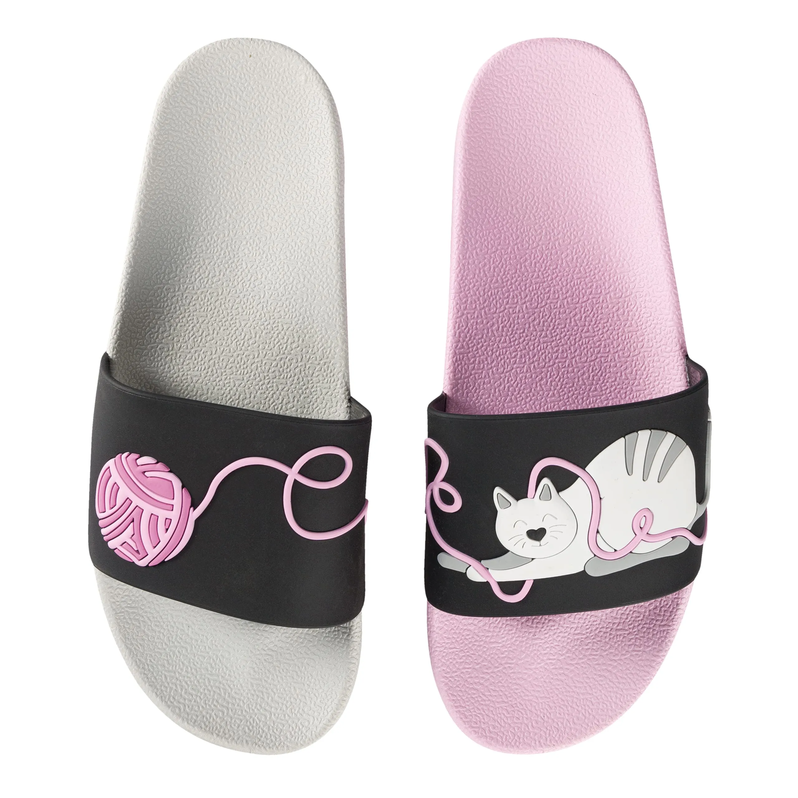 Dedoles Ciabatte Donna Uomo & Bambini Sandali per Spiaggia e Piscina con tanti Design Patatine Fiori Volpe Lama Nuvole Ketchup Regalo, Color: Gatto e gomitolo, 38 EU - immagine 1