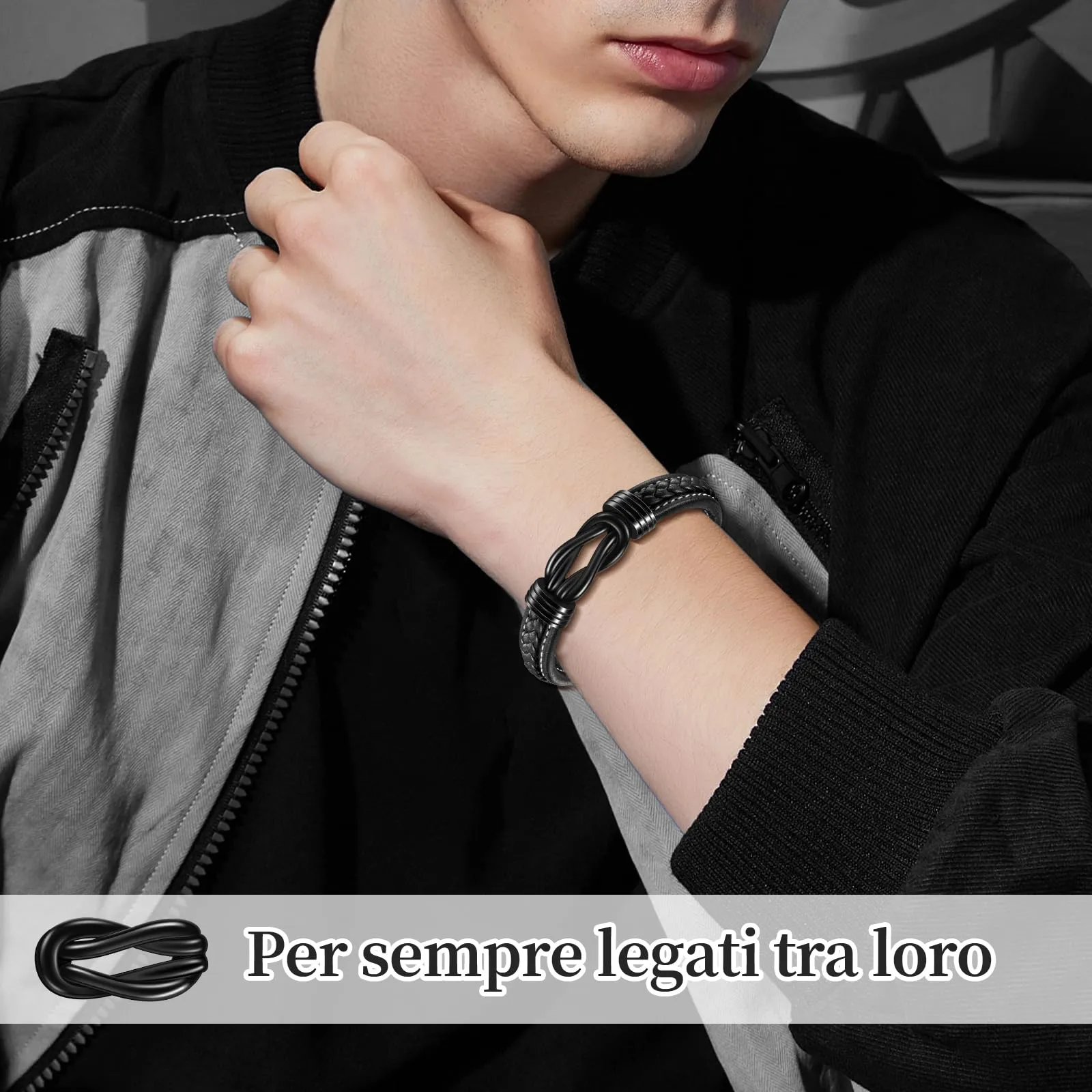 YELUWA Regalo Uomo, Ti Amo Bracciale Uomo, Bracciali Pelle da Uomini - immagine 2