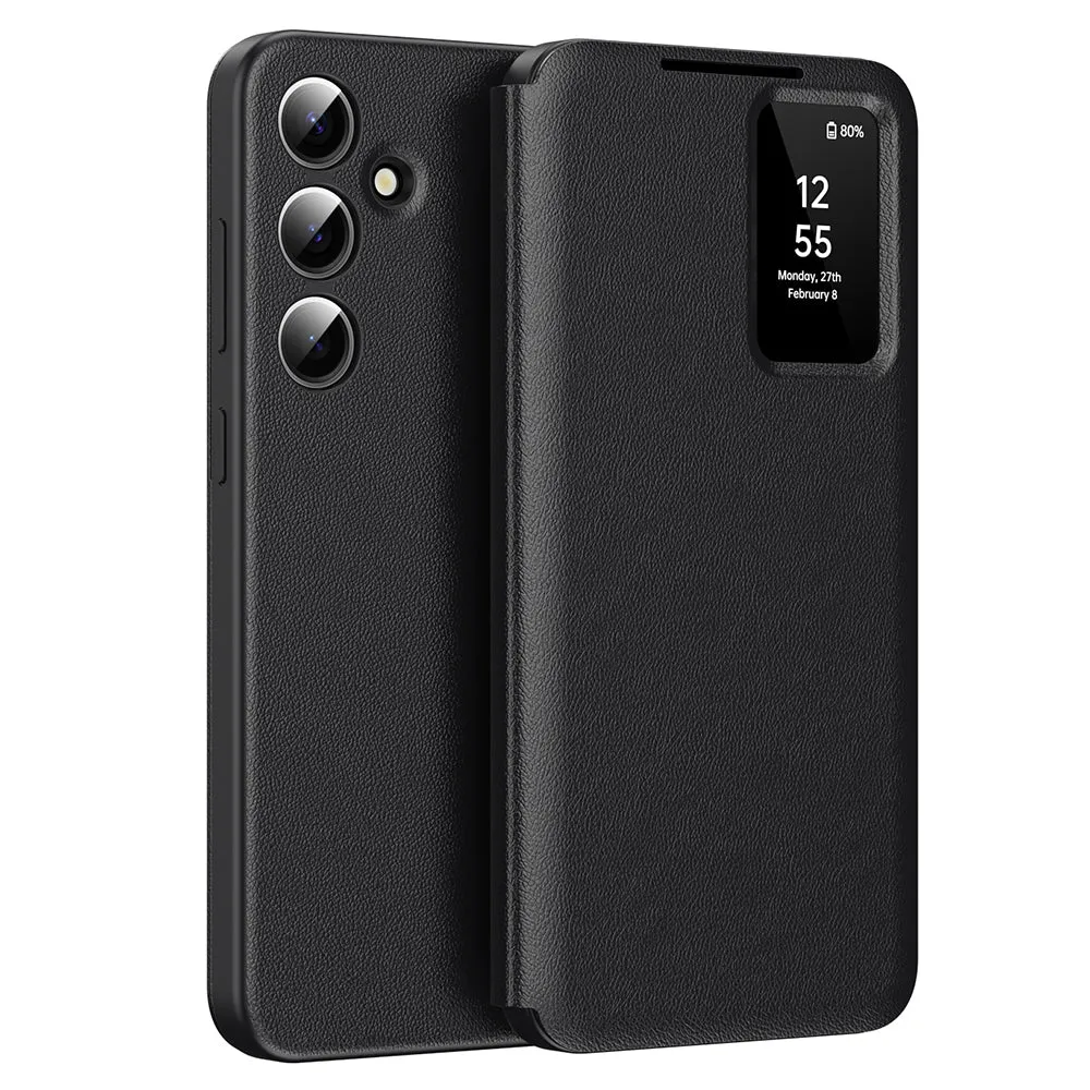 Custodia per Samsung Galaxy A56 A566, Techsuit, SmartView, Nera - immagine 1