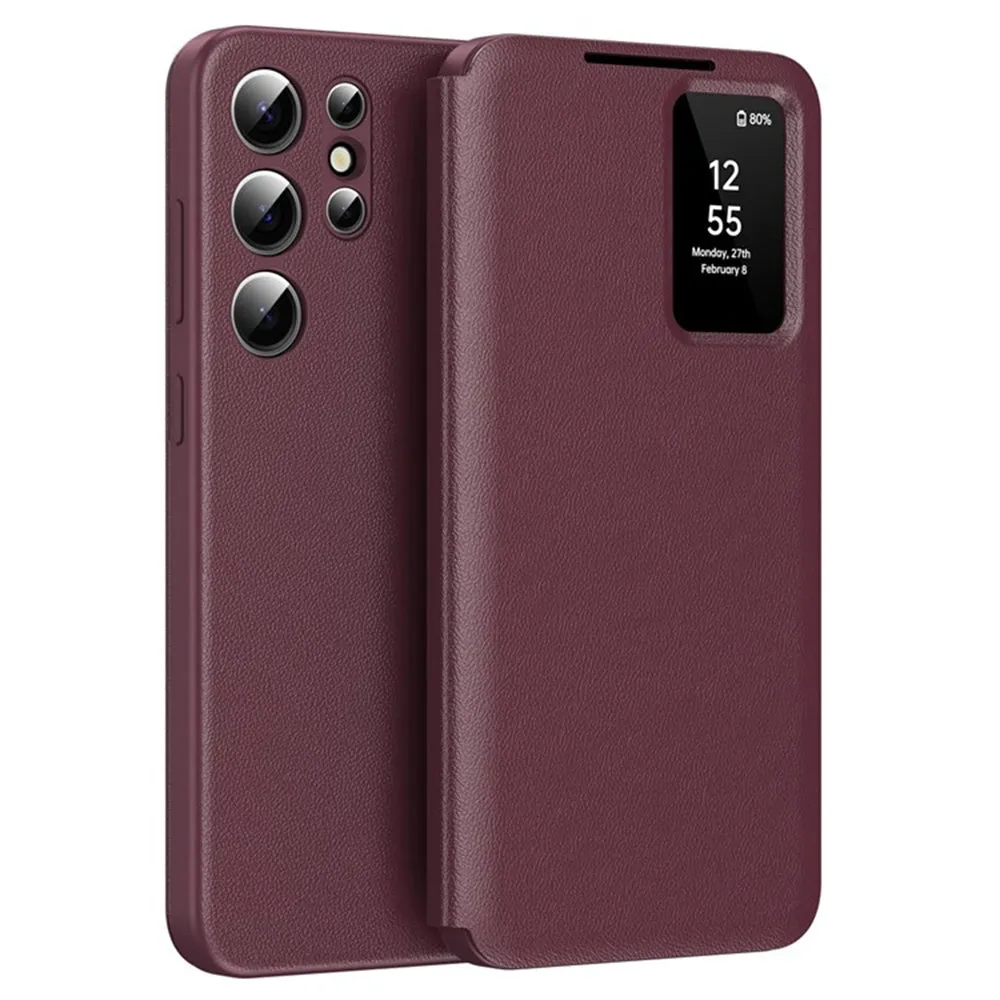 Custodia per Samsung Galaxy S25 Ultra S938, Techsuit, SmartView, Rossa - immagine 1