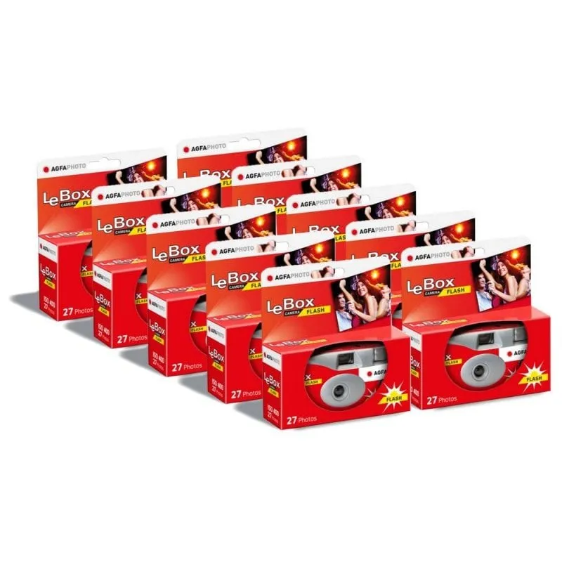 AgfaPhoto LeBox Flash Pack 10X Fotocamera usa e getta con flash per 27 foto - immagine 1