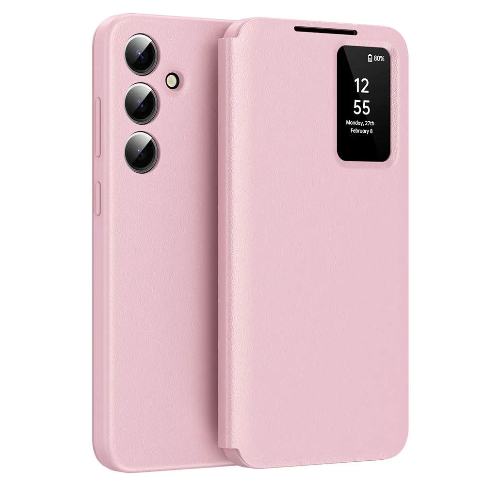 Custodia per Samsung Galaxy S24 S921, Techsuit, SmartView, Rosa - immagine 1