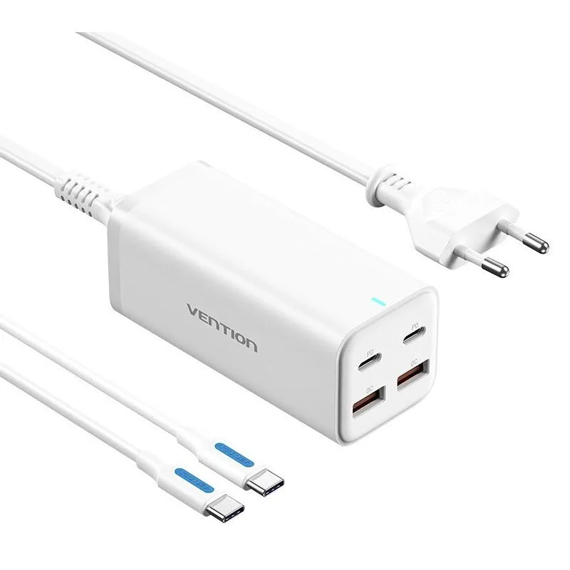 Vention Caricatore GaN portatile FBSBG-EU 4 porte PD100W Kit cavo bianco compatibile con Samsung/Iphone/laptop - immagine 1