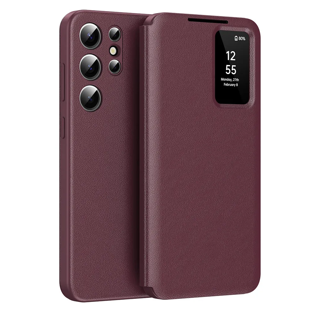 Custodia per Samsung Galaxy S24 Ultra S928, Techsuit, SmartView, Rossa - immagine 1