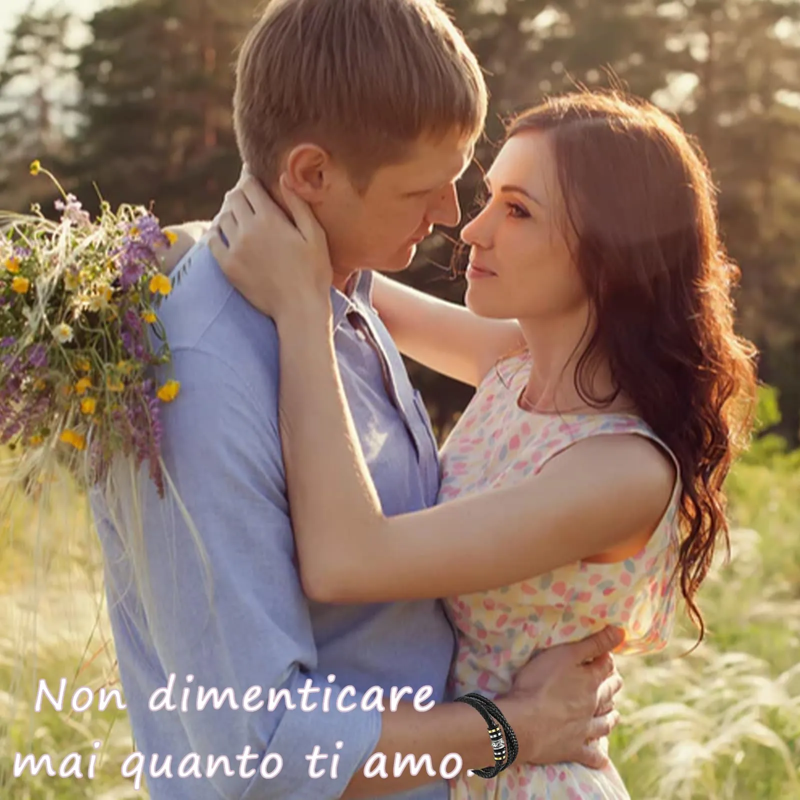 YELUWA Ti Amo per Sempre Bracciale Uomo in Pelle - immagine 5
