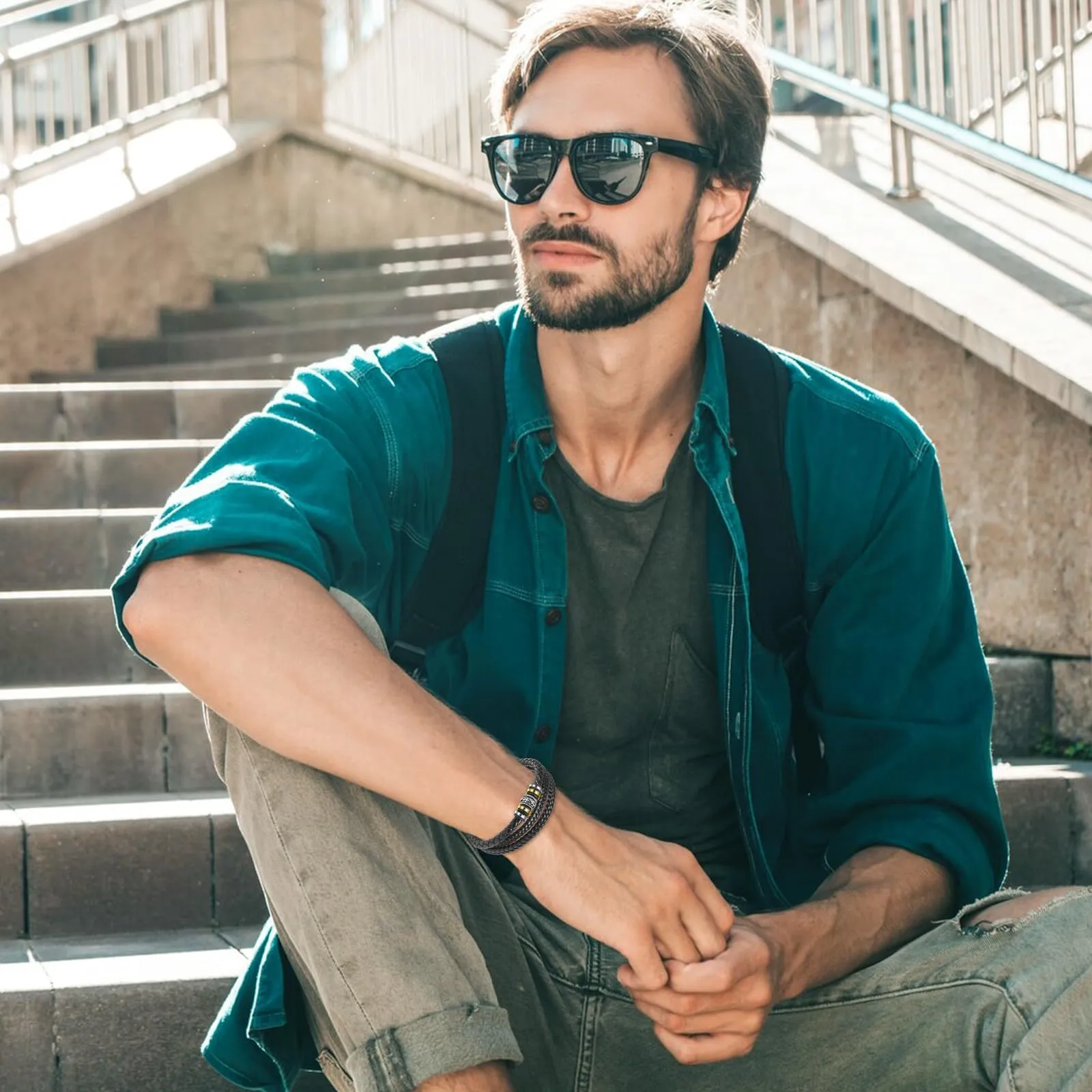 YELUWA Ti Amo per Sempre Bracciale Uomo in Pelle - immagine 7