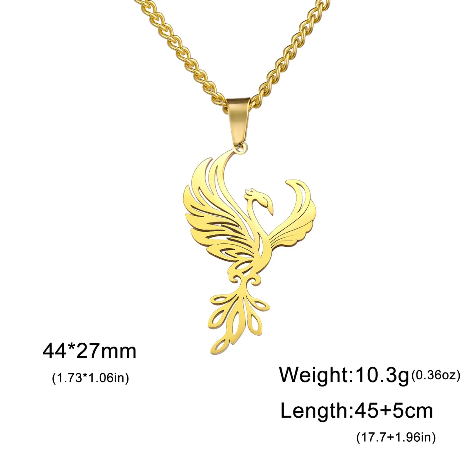 VASSAGO Collana di fenice nascente per donne Collana con ciondolo di uccello di fuoco in acciaio inox per uomini Regali di gioielli alla moda (Collana Fenice Oro) - immagine 6