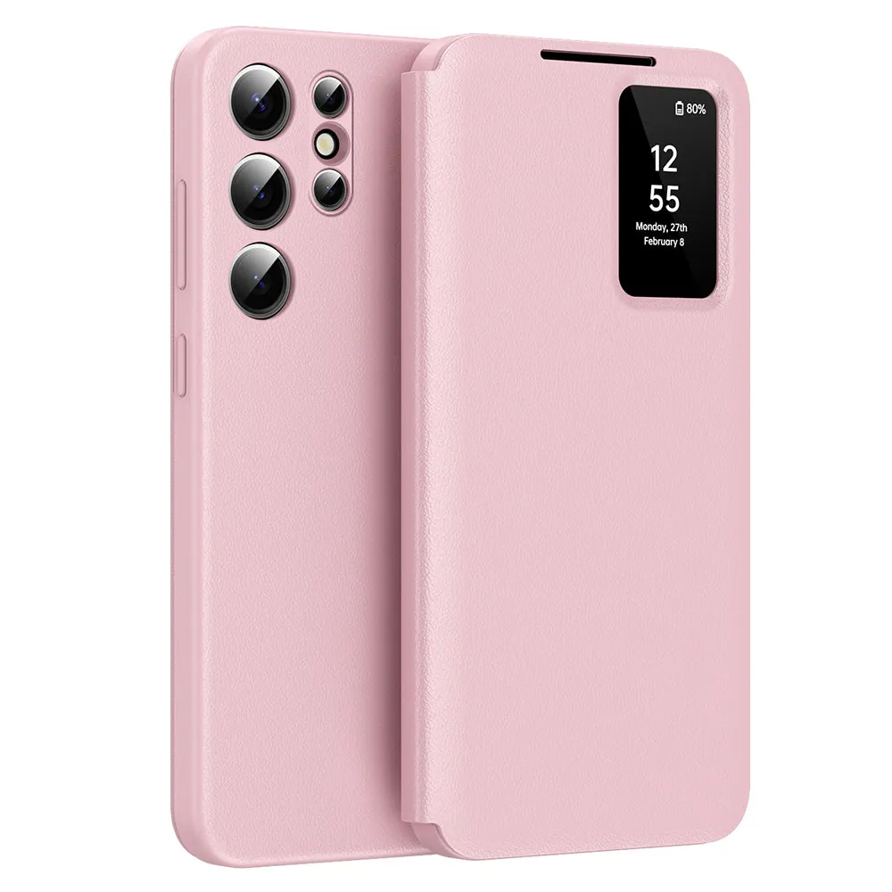 Custodia per Samsung Galaxy S22 Ultra 5G S908, Techsuit, SmartView, Rosa - immagine 1